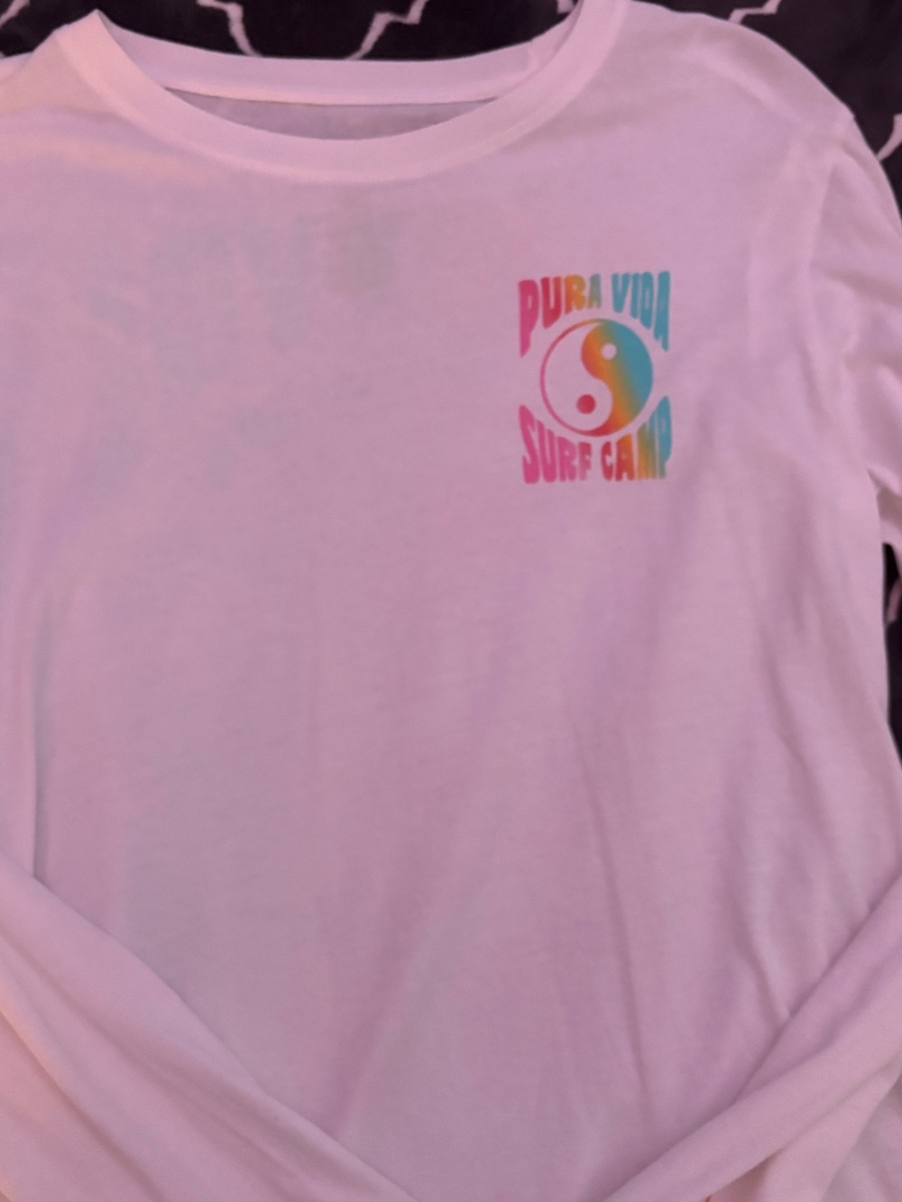 Pura Vida White Logo Graphic Tee with Pastel Accents